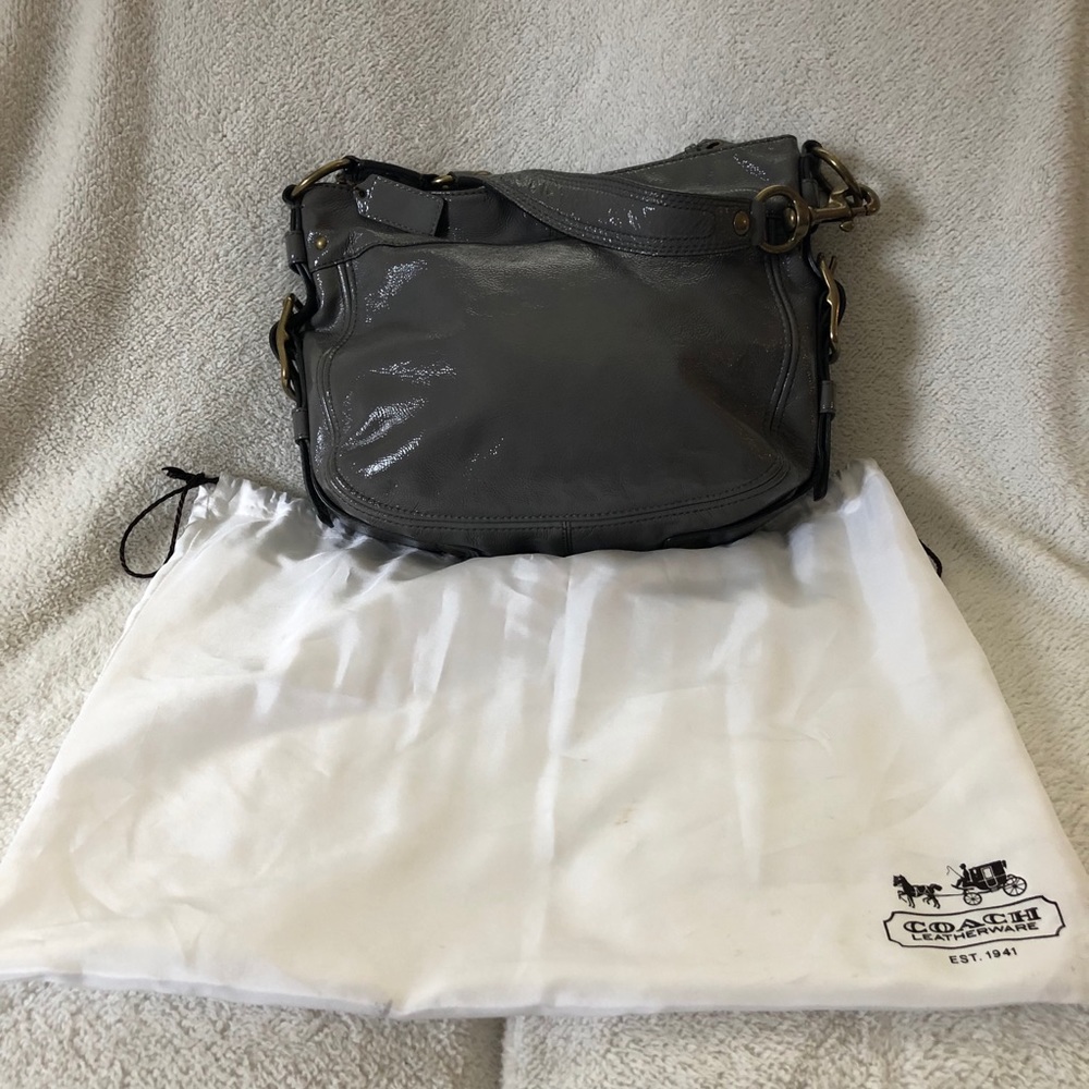 COACH Zoe Patent Leather Hobo Shoulder Bag
